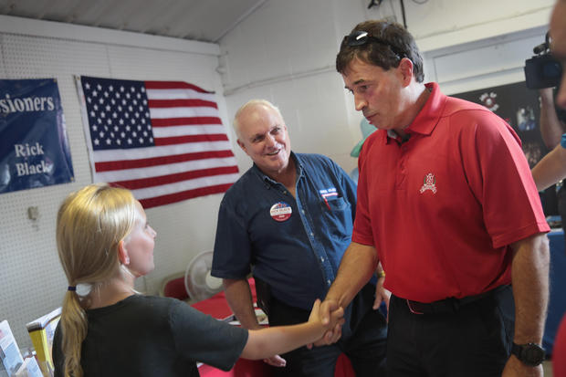 HARTFORD, OH - AUGUST 06:  Ohio Republican congressional candidate Troy Balderson makes a campaign stop at the Licking County Hartford Fair on August 6, 2018 in Hartford, Ohio. Balderson is in a dead heat race against Democratic challenger Danny O'Connor for tomorrow's special election in Ohio's 12th Congressional District.  (Photo by Scott Olson/Getty Images)